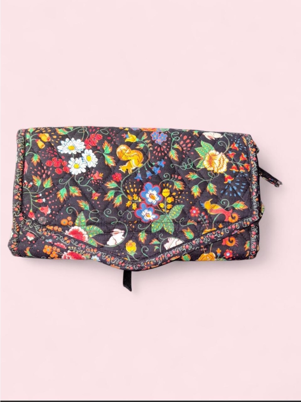 VTG Boho Vera Bradley Tavern on the Green Hanging Jewelry Roll Travel Organizer